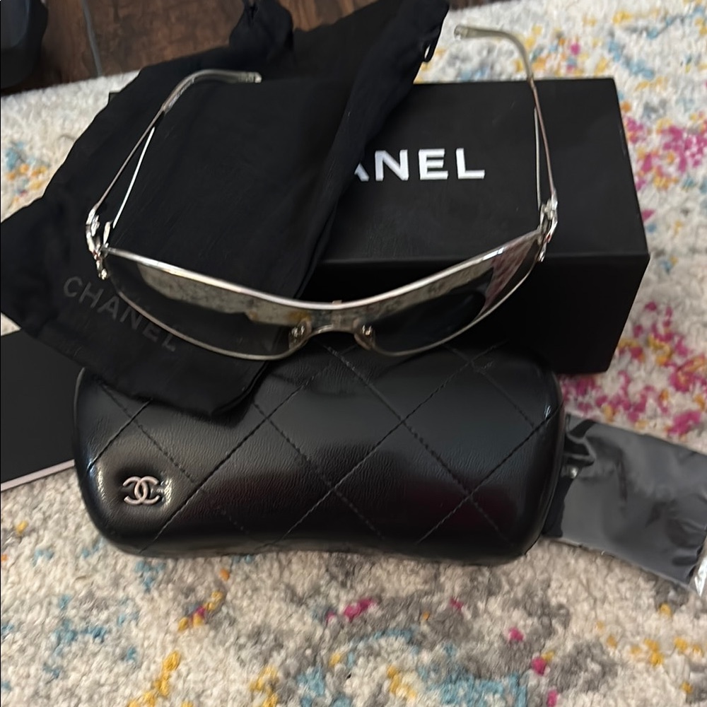 CHANEL Silver and Black Women's Glasses